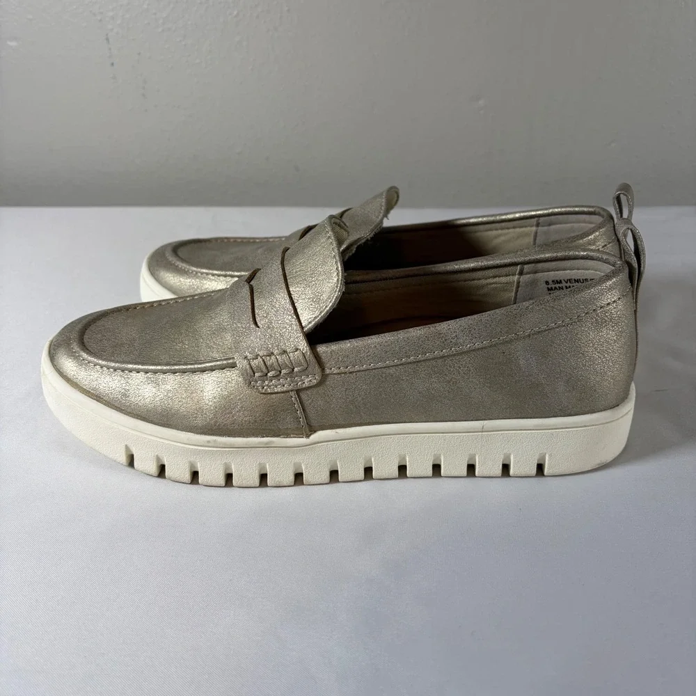 Tommy Bahama Venus Metallic Gold Penny Loafer Platform Sneakers Womens 8.5 M